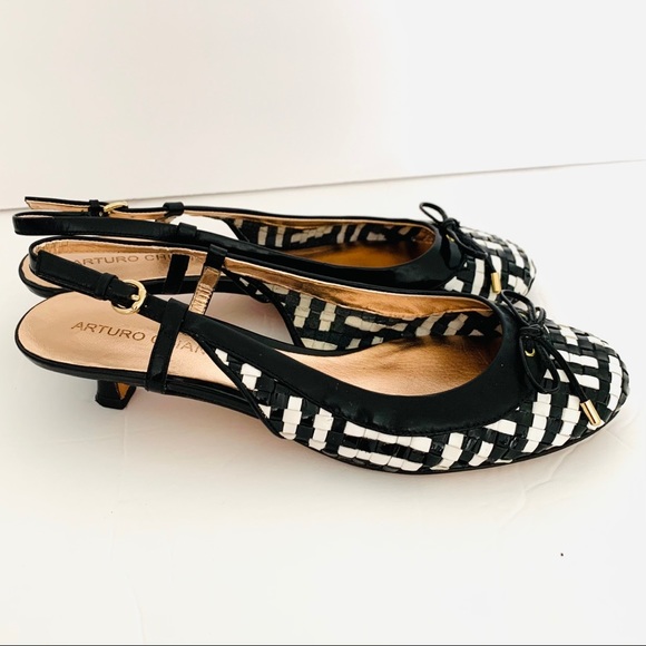 Arturo Chiang Woven Sling Back Shoes Sz 8.5 GUC - Picture 2 of 10